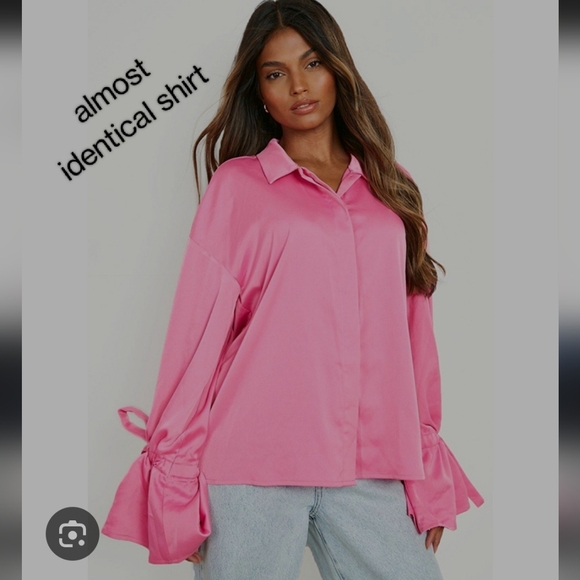 ASOS Bright Pink Blouse with Tie Cuffs - Picture 11 of 15